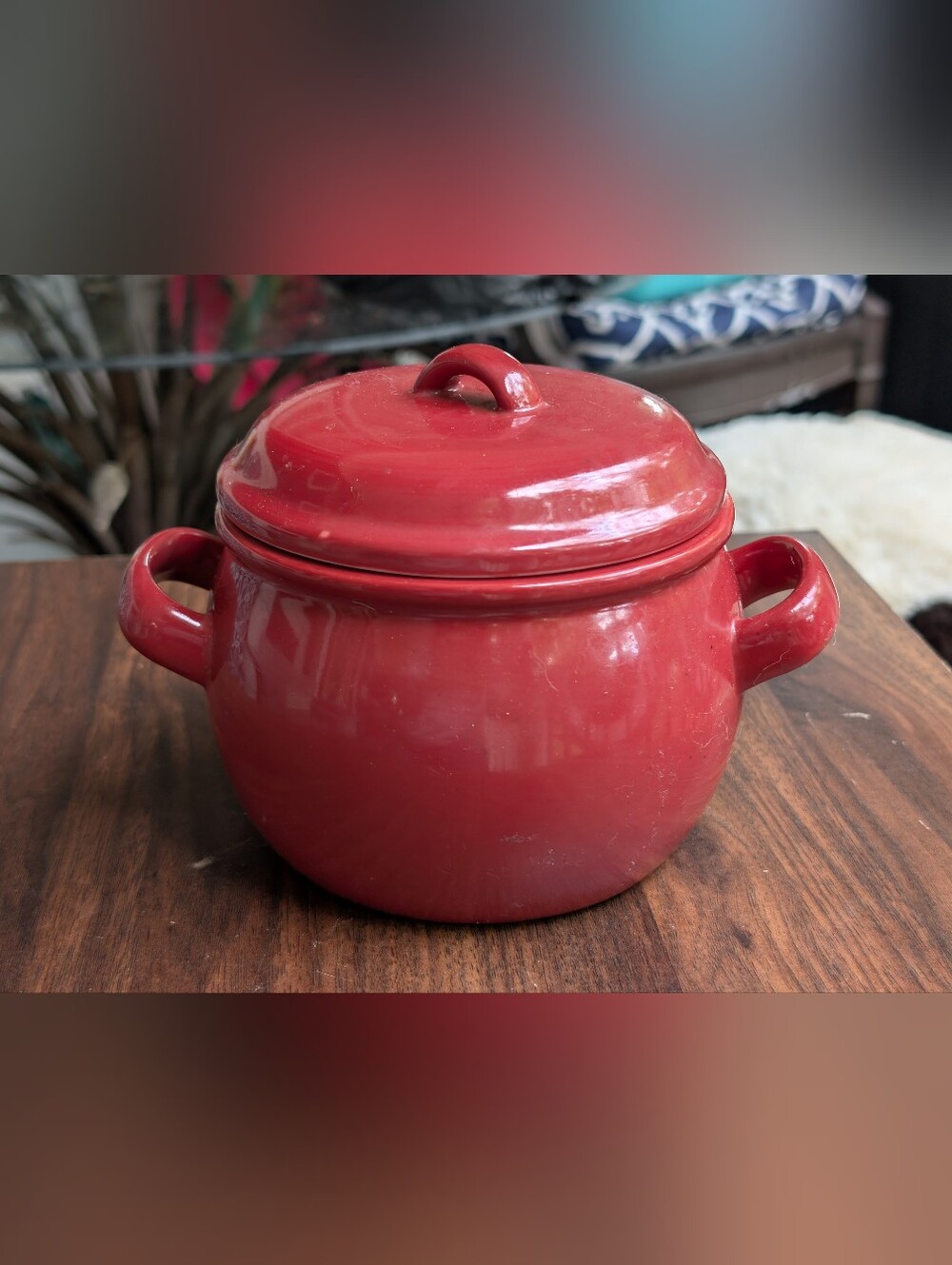 Oneida Kitchen Red Ceramic Individual 16oz Casserole Crock with Lid